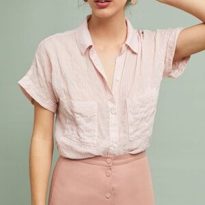 Cloth & Stone Light Pink Stripe Zoe Button Down Shirt